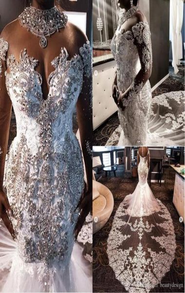 luxury high neck south african lace mermaid wedding dresses crystals beading sheer long sleeves bridal gowns plus size vestiods9616498, White
luxury high neck south african lace mermaid wedding dresses crystals beading sheer long sleeves bridal gowns plus size vestiods9616498, White
