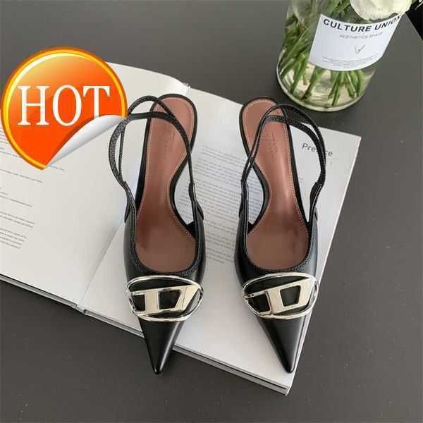 die high-heeled shoes women's thin heels spring shallow metal buckle back hollow pointed sandals 230209 1, Black
die high-heeled shoes women's thin heels spring shallow metal buckle back hollow pointed sandals 230209 1, Black