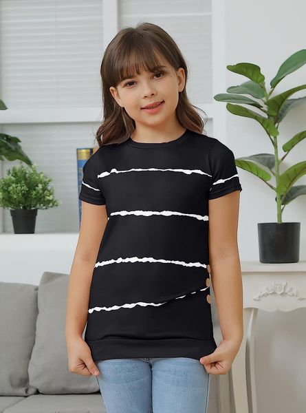 girls casual short sleeve t shirts crewneck tunic kids button striped tee blouses size 4-15, Blue
girls casual short sleeve t shirts crewneck tunic kids button striped tee blouses size 4-15, Blue