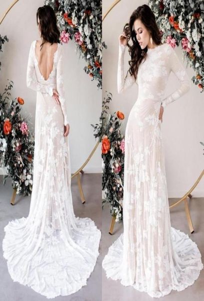 2020 bohemian long sleeves wedding dresses lace jewel neck backless sweep train custom made plus size wedding gowns vestido de nov8215782, White
2020 bohemian long sleeves wedding dresses lace jewel neck backless sweep train custom made plus size wedding gowns vestido de nov8215782, White