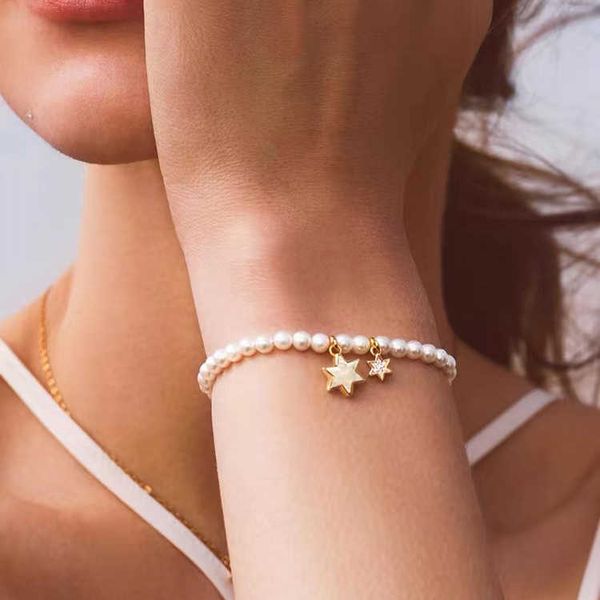 he family gilded gemini star starlight imitation pearl pendant bracelet handstring wide jewelry girl, Golden;silver
he family gilded gemini star starlight imitation pearl pendant bracelet handstring wide jewelry girl, Golden;silver