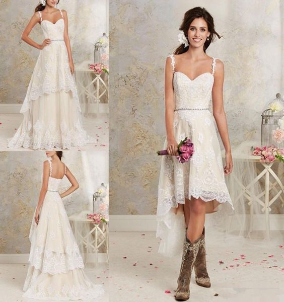 new two pieces wedding dresses spaghetti lace a line bridal gowns with hilo short detachable skirt country bohemian wedding 9402904, White
new two pieces wedding dresses spaghetti lace a line bridal gowns with hilo short detachable skirt country bohemian wedding 9402904, White