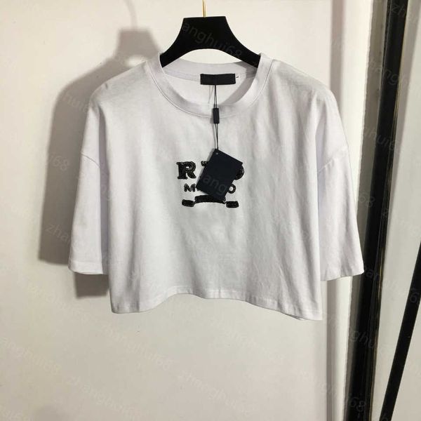 23ss womens designer clothing tee womens t-shirt round neck pure cotton sequin monogram embroidery short all-over crop short sleeve t-shirt, White
23ss womens designer clothing tee womens t-shirt round neck pure cotton sequin monogram embroidery short all-over crop short sleeve t-shirt, White
