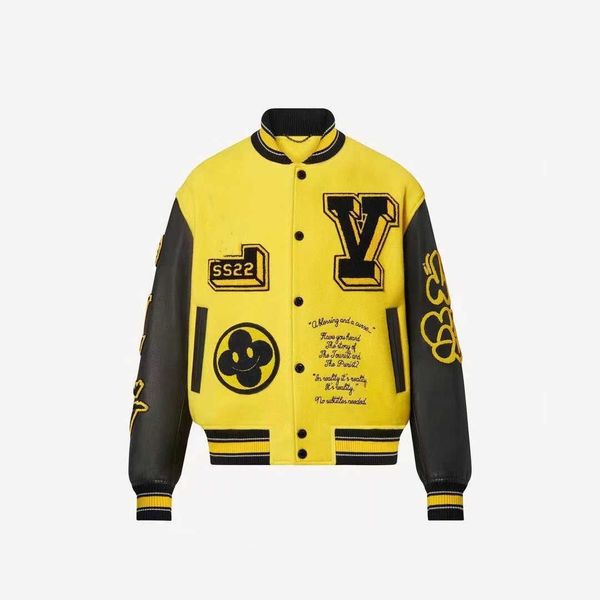 designer 22ss men's and women's jackets fashion letters embroidered patchwork baseball jersey yellow heavy duty leather jacket, Black;brown
designer 22ss men's and women's jackets fashion letters embroidered patchwork baseball jersey yellow heavy duty leather jacket, Black;brown