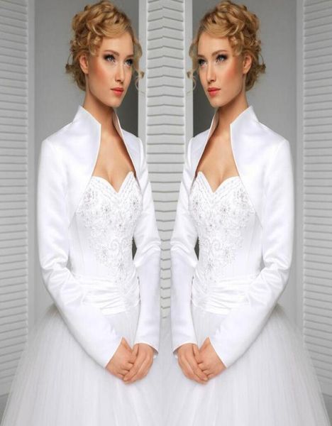 real custom made size and color wedding jacket satin long sleeves high collar bride accessories bridal bolero shrug wraps sh9936180, White
real custom made size and color wedding jacket satin long sleeves high collar bride accessories bridal bolero shrug wraps sh9936180, White