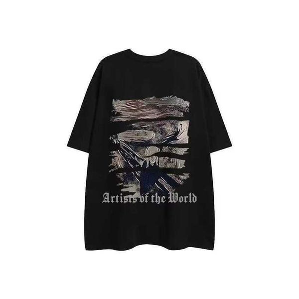 short sleeve men's and women's summer high street fashion brand t-shirt oversize high grade feeling ruffian handsome fried street, White;black
short sleeve men's and women's summer high street fashion brand t-shirt oversize high grade feeling ruffian handsome fried street, White;black