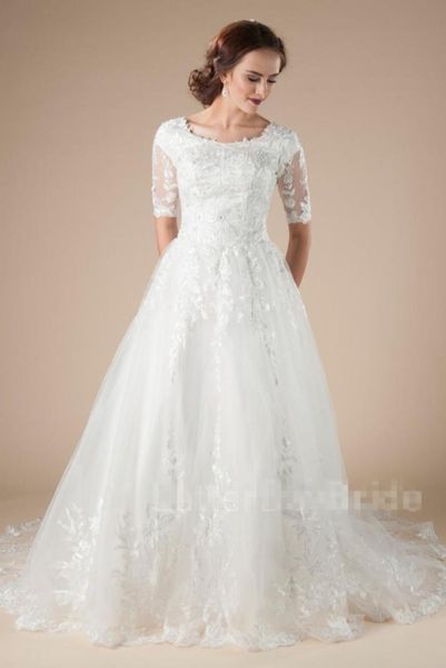 new lace tulle long modest wedding dresses with half sleeves country western corset back aline formal lds wedding gowns custom ma7426195, White
new lace tulle long modest wedding dresses with half sleeves country western corset back aline formal lds wedding gowns custom ma7426195, White
