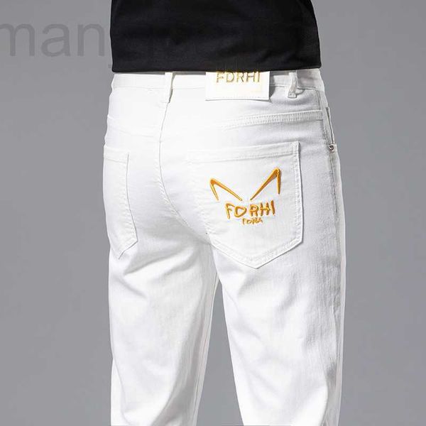 men's jeans designer fdrhi spring/summer thin youth leisure slim fit white elastic trouser embroidery hlm5, Blue
men's jeans designer fdrhi spring/summer thin youth leisure slim fit white elastic trouser embroidery hlm5, Blue