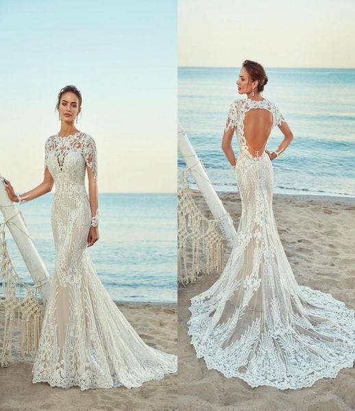 2019 eddy k mermaid wedding dresses jewel neck hollow back lace appliqued sweep train beach wedding dress long sleeve robe de mari2849040, White 
2019 eddy k mermaid wedding dresses jewel neck hollow back lace appliqued sweep train beach wedding dress long sleeve robe de mari2849040, White