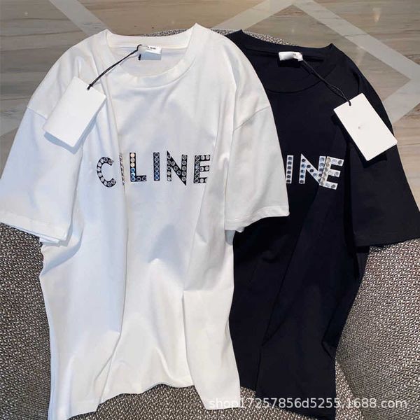 women's t-shirt 2022 summer ce diamond button letter print round neck short sleeve t-shirt casual fashion versatile women's t, White
women's t-shirt 2022 summer ce diamond button letter print round neck short sleeve t-shirt casual fashion versatile women's t, White