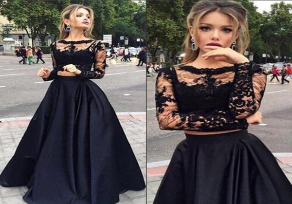 black two pieces prom dresses long with sleeves a line crew lace evening dresses8463599
black two pieces prom dresses long with sleeves a line crew lace evening dresses8463599