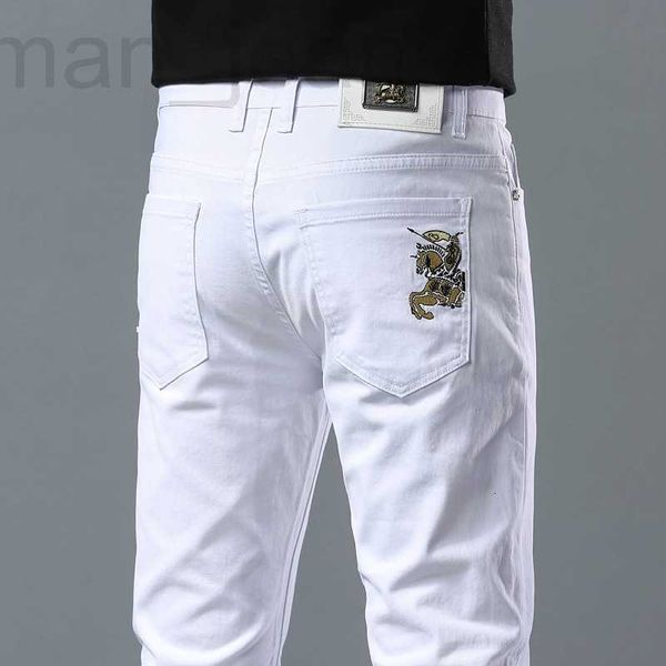 men's tracksuits designer light luxury brand white jeans, men's slim fitting small feet, elastic casual trend, versatile summer th, Gray
men's tracksuits designer light luxury brand white jeans, men's slim fitting small feet, elastic casual trend, versatile summer th, Gray