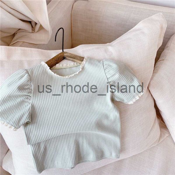 t-shirts deer jonmi summer korean style new toddlers kids short-sleeved t-shirts lace baby girls rib pure color children tees x0628, Blue 
t-shirts deer jonmi summer korean style new toddlers kids short-sleeved t-shirts lace baby girls rib pure color children tees x0628, Blue