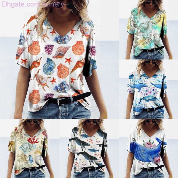 2023 new women's t-shirt tee ladies ocean fashion casual short sleeve digital print v-neck summer tshirts woman clothing shirts, White
2023 new women's t-shirt tee ladies ocean fashion casual short sleeve digital print v-neck summer tshirts woman clothing shirts, White