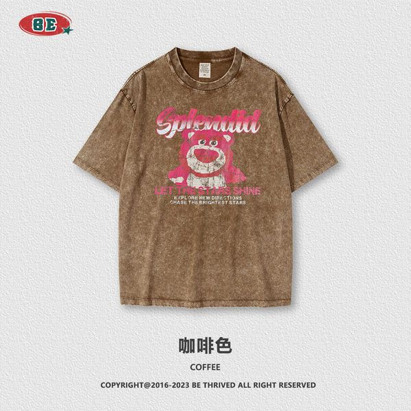 men's be wear | spring/summer 2023 washed old strawberry bear print round neck short sleeve vintage loose fashion brand t-shirt stussys, White;black
men's be wear | spring/summer 2023 washed old strawberry bear print round neck short sleeve vintage loose fashion brand t-shirt stussys, White;black