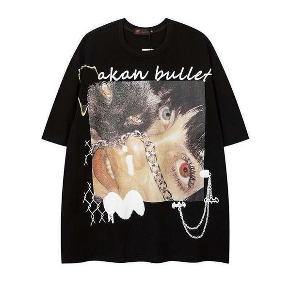 ins american printed short sleeved t-shirt for men and women, loose oversize, niche trendy brand, personalized hip-hop style, 5/2 sleeves, White;black
ins american printed short sleeved t-shirt for men and women, loose oversize, niche trendy brand, personalized hip-hop style, 5/2 sleeves, White;black