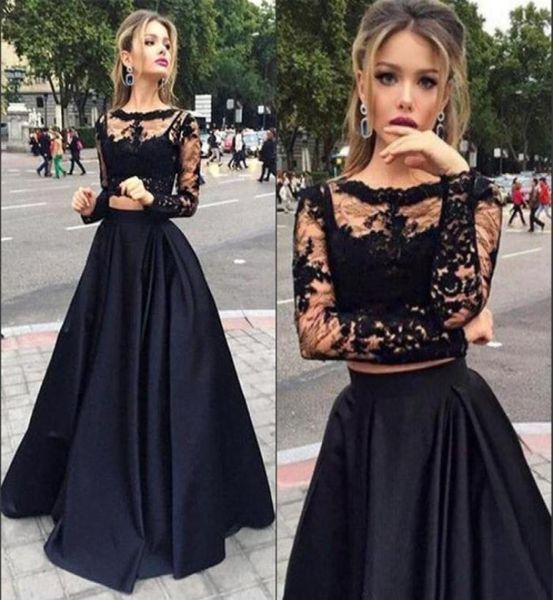 plus size two pieces black prom dresses long sleeves aline jewel illusion bodice long lace evening dress party formal gowns 4897581
plus size two pieces black prom dresses long sleeves aline jewel illusion bodice long lace evening dress party formal gowns 4897581