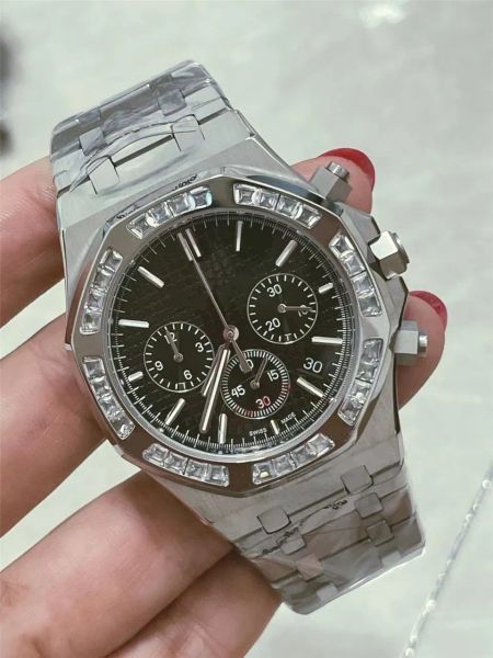 42mm mens full function quartz chronograph watch sport waterproof sapphire glass diamond watch men's designer watches, Slivery;golden
42mm mens full function quartz chronograph watch sport waterproof sapphire glass diamond watch men's designer watches, Slivery;golden