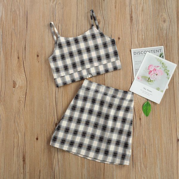 t-shirts european and american girls summer two piece set fresh plaid printing zipper suspender and a-line short skirt x0628, Blue
t-shirts european and american girls summer two piece set fresh plaid printing zipper suspender and a-line short skirt x0628, Blue