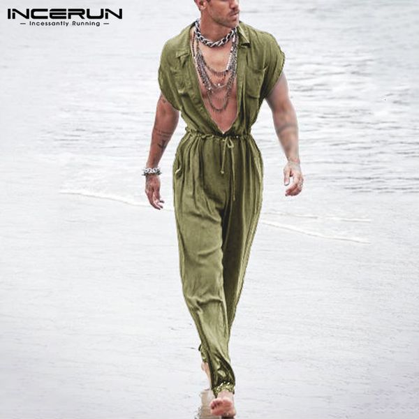 men's jeans incerun summer men casual jumpsuits solid shortsleeve streetwear thin rompers loose breathable button cargo overalls s5xl 2, Blue
men's jeans incerun summer men casual jumpsuits solid shortsleeve streetwear thin rompers loose breathable button cargo overalls s5xl 2, Blue
