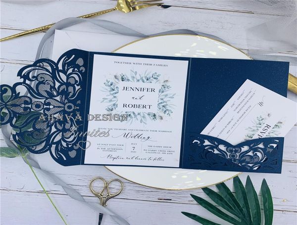 gorgeous customizable navy laser cut wedding invitation with belly band and tag respond card and envelope3583523, Black
gorgeous customizable navy laser cut wedding invitation with belly band and tag respond card and envelope3583523, Black