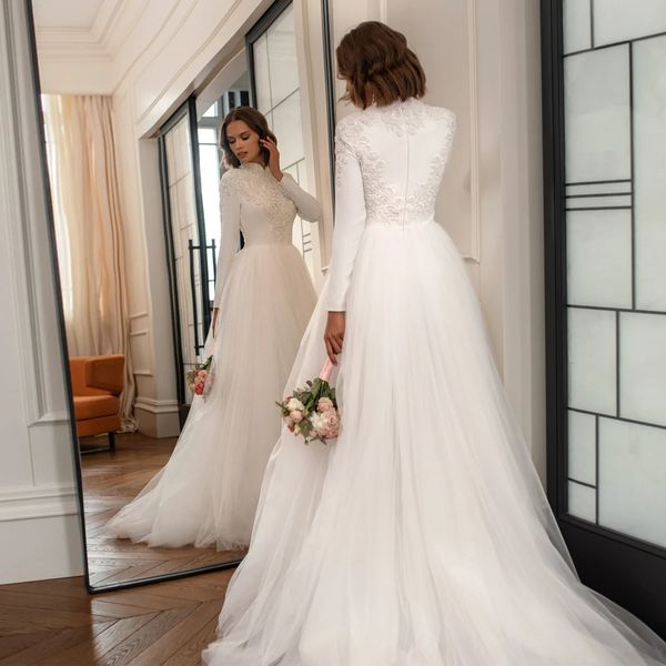 classic bead muslim wedding dresses aso ebi bridal gown high neck long sleeve a line kanfan morocco bride vestido de novia, White
classic bead muslim wedding dresses aso ebi bridal gown high neck long sleeve a line kanfan morocco bride vestido de novia, White