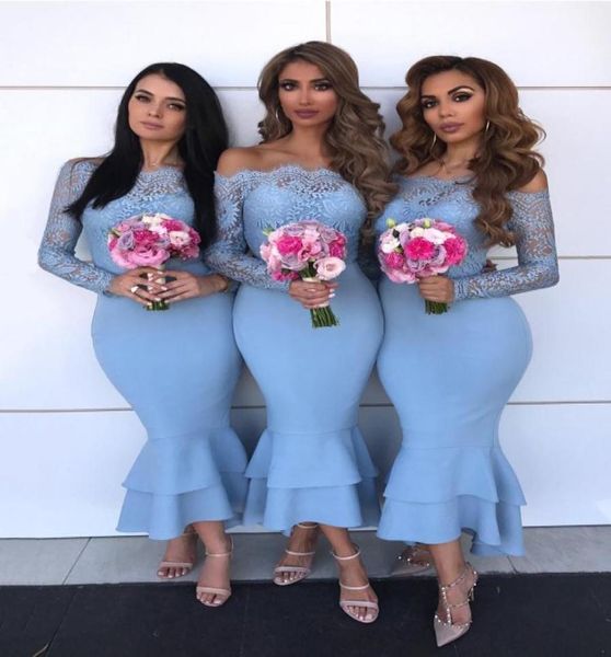 blue off shoulder long sleeves mermaid bridesmaid dresses anklelength lace formal prom evening gown wedding guest gown6390560, White;pink
blue off shoulder long sleeves mermaid bridesmaid dresses anklelength lace formal prom evening gown wedding guest gown6390560, White;pink