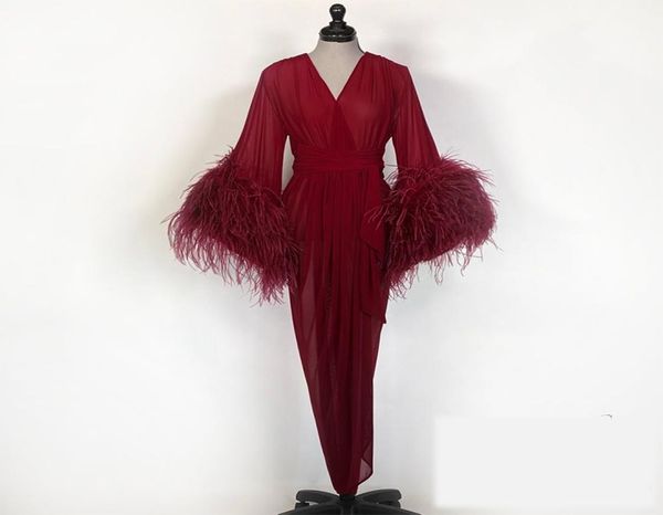 luxury ostrich feather night gown burgundy bride sleepwear robes tulle custom made long sleeves dressing gown women sleepwear7107485, White
luxury ostrich feather night gown burgundy bride sleepwear robes tulle custom made long sleeves dressing gown women sleepwear7107485, White
