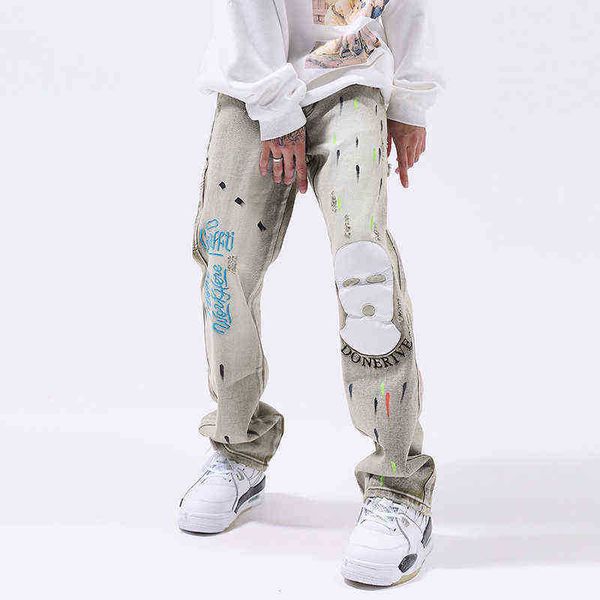 tie-dye printing men jeans letter embroidery mask patch design couple retro straight-leg pants preppy pocket distressed trousers t220803, Blue
tie-dye printing men jeans letter embroidery mask patch design couple retro straight-leg pants preppy pocket distressed trousers t220803, Blue