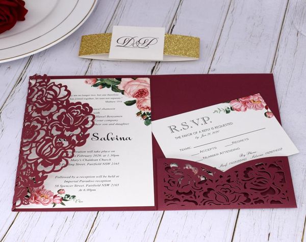 2020 burgundy rose laser cut pocket wedding invitation with rsvp card with glitter belt and tag quinceanera invitation graduation 8839244, Black
2020 burgundy rose laser cut pocket wedding invitation with rsvp card with glitter belt and tag quinceanera invitation graduation 8839244, Black