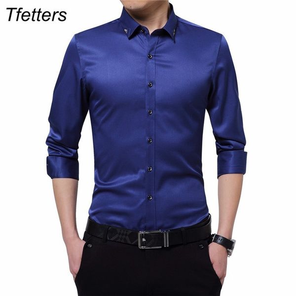 men's dress shirts tfetters brand silky formal shirt men classic business long sleeve solid color embroidery collar slim fit shirt bran, White;black
men's dress shirts tfetters brand silky formal shirt men classic business long sleeve solid color embroidery collar slim fit shirt bran, White;black