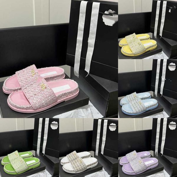 designer luxury women sandals lady straw woven tweed mop slippers c ha slip on flats wedge low heels beach mule leather rubber open toe slid, Black
designer luxury women sandals lady straw woven tweed mop slippers c ha slip on flats wedge low heels beach mule leather rubber open toe slid, Black