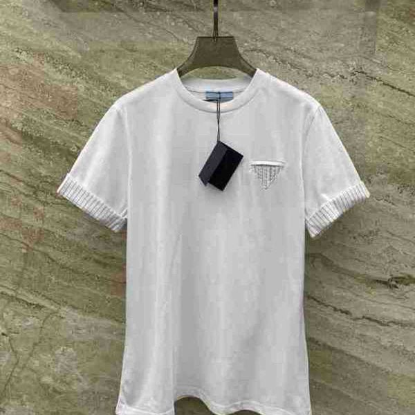 women's t-shirt designer 23 spring/summer new cuff stripe contrast decorative triangle print round neck short sleeve t-shirt 8ghx, White
women's t-shirt designer 23 spring/summer new cuff stripe contrast decorative triangle print round neck short sleeve t-shirt 8ghx, White