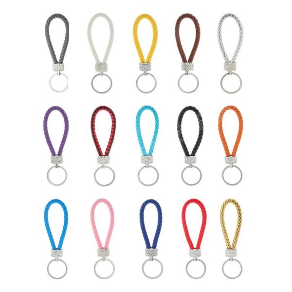 fashion pu leather woven keychain glitter rhinestones braided rope keyring for men women car key holder charms accessories gifts, Silver
fashion pu leather woven keychain glitter rhinestones braided rope keyring for men women car key holder charms accessories gifts, Silver