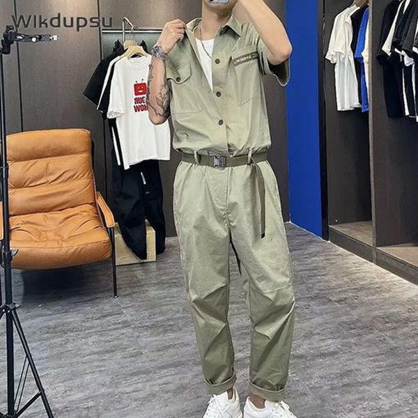 men's jeans men jumpsuits solid short sleeve pockets fashion design rompers with belt spring summer streetwear casual cargo overalls cl, Blue
men's jeans men jumpsuits solid short sleeve pockets fashion design rompers with belt spring summer streetwear casual cargo overalls cl, Blue