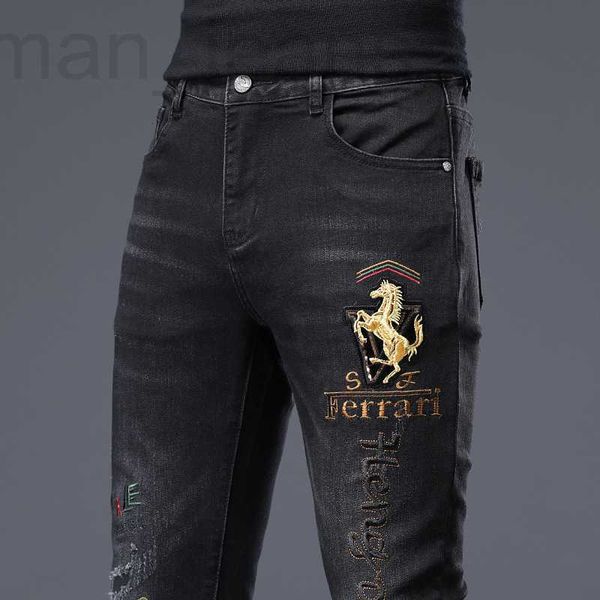 men's jeans designer autumn and winter quality slim fit large embroidered jeans men's personalized fashion small leg straight pant, Blue
men's jeans designer autumn and winter quality slim fit large embroidered jeans men's personalized fashion small leg straight pant, Blue