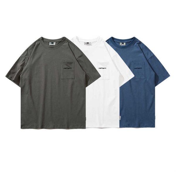 fashion men's and women's t-shirt tooling brand carhart new pocket classic letter embroidery round neck loose fit short sleeve ra4, White;black 
fashion men's and women's t-shirt tooling brand carhart new pocket classic letter embroidery round neck loose fit short sleeve ra4, White;black