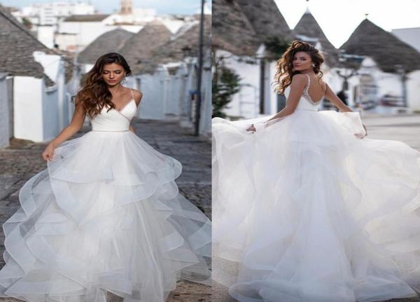 2020 simple boho wedding dresses a line lace beads tiered skirts sweep train backless beach wedding gowns customize bri6718683, White
2020 simple boho wedding dresses a line lace beads tiered skirts sweep train backless beach wedding gowns customize bri6718683, White