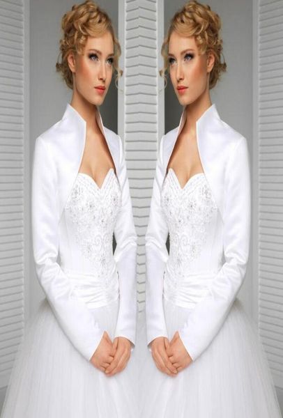 real custom made size and color wedding jacket satin long sleeves high collar bride accessories bridal bolero shrug wraps sh6024593, White
real custom made size and color wedding jacket satin long sleeves high collar bride accessories bridal bolero shrug wraps sh6024593, White