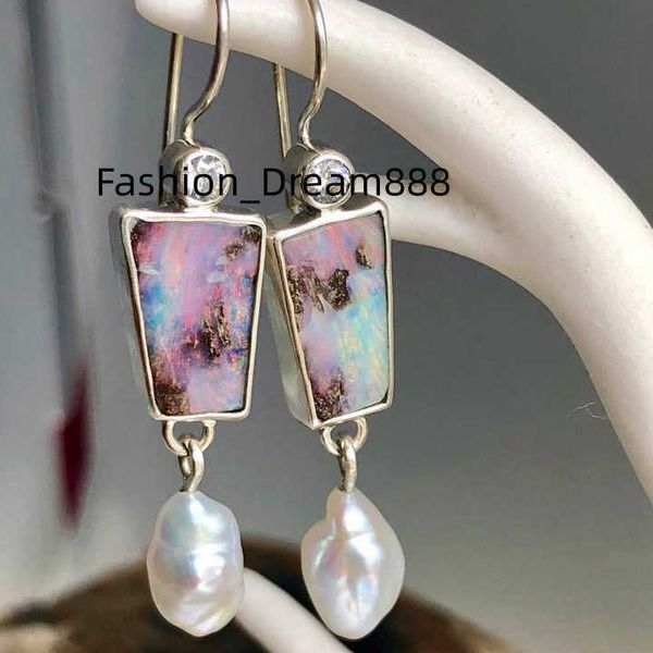 2023 american new vintage colorful hanging opal pearl ladies engagement earrings, Silver
2023 american new vintage colorful hanging opal pearl ladies engagement earrings, Silver
