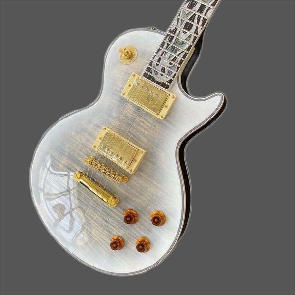 mahogany fingerboard lp electric guitar, 6-string flame mosaic, transparent white, new
mahogany fingerboard lp electric guitar, 6-string flame mosaic, transparent white, new