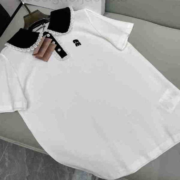 women's polos designer 23 spring/summer new polo collar contrast lace decoration pearl buckle bubble short sleeve ux7k, White
women's polos designer 23 spring/summer new polo collar contrast lace decoration pearl buckle bubble short sleeve ux7k, White