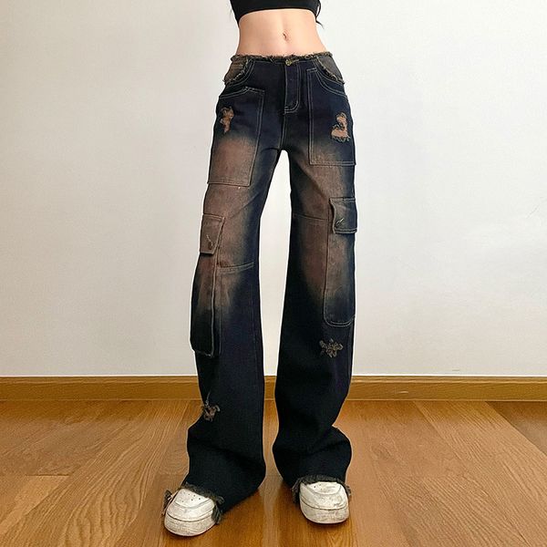 korean fashion solid color multi-pocket loose jeans women's high street hip-hop pants casual straight ripped jeans for women, Black
korean fashion solid color multi-pocket loose jeans women's high street hip-hop pants casual straight ripped jeans for women, Black