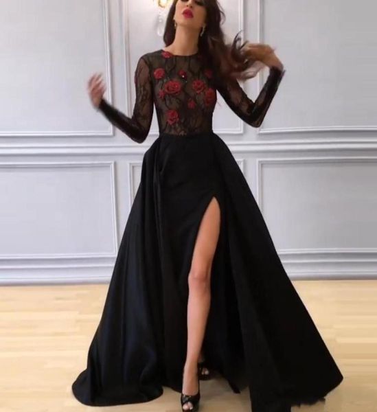 2018 yousef aljasmi arabic black prom dresses long sleeve side split dress evening wear 3d floral appliqued formal party dress6096861
2018 yousef aljasmi arabic black prom dresses long sleeve side split dress evening wear 3d floral appliqued formal party dress6096861