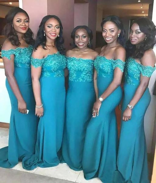 turquoise teal blue mermaid bridesmaid dresses off shoulder lace applique african wedding guest maid of honor gowns bd89606853598, White;pink
turquoise teal blue mermaid bridesmaid dresses off shoulder lace applique african wedding guest maid of honor gowns bd89606853598, White;pink
