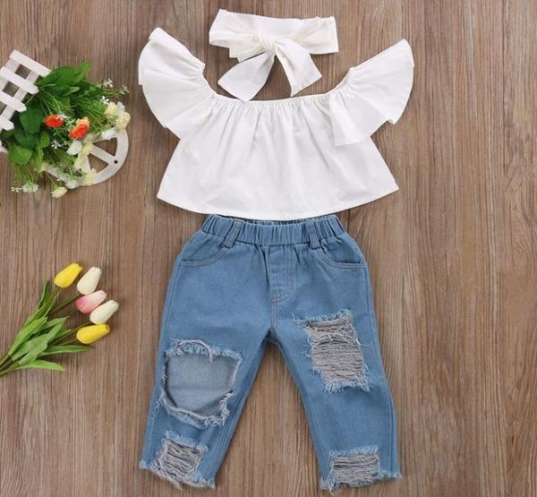 new fashion children girls clothes off shoulder crop white hole denim pant jean headband 3pcs toddler kids clothing sets bab3824852
new fashion children girls clothes off shoulder crop white hole denim pant jean headband 3pcs toddler kids clothing sets bab3824852
