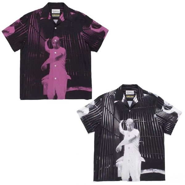 men's dress shirts 2023 summer wacko maria black purple hawaii shirt printed lapel casual men women 230628, White;black
men's dress shirts 2023 summer wacko maria black purple hawaii shirt printed lapel casual men women 230628, White;black