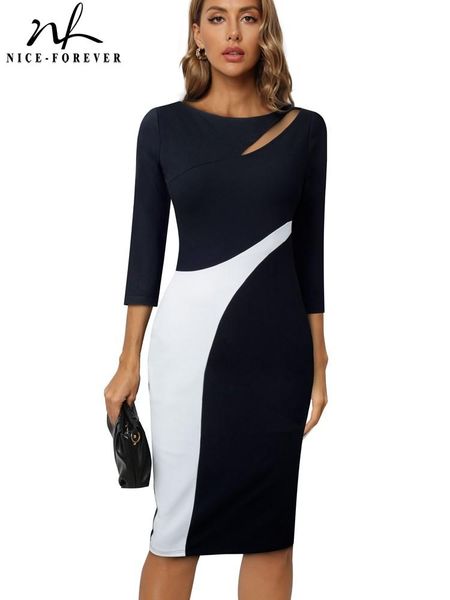 dresses niceforever autumn women chic contrast color patchwork hollow out dresses formal business elegant bodycon dress b762, Black;gray
dresses niceforever autumn women chic contrast color patchwork hollow out dresses formal business elegant bodycon dress b762, Black;gray