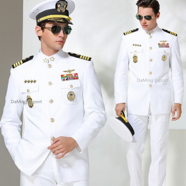 america white sailor uniform set men wedding annual meeting evening hat coat pants and accessories navy guard security work wear, White;black
america white sailor uniform set men wedding annual meeting evening hat coat pants and accessories navy guard security work wear, White;black