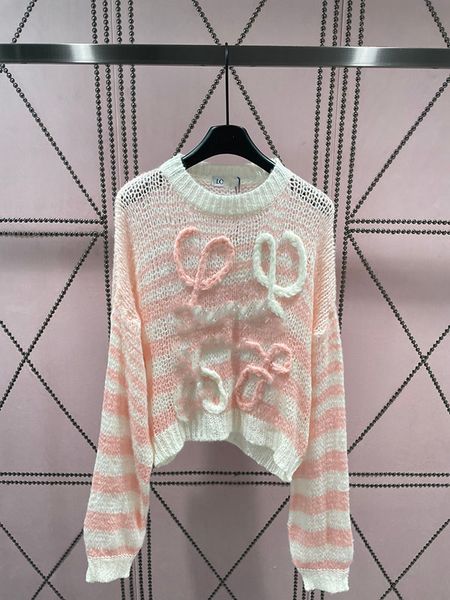2023 designer knitwear women's knitwear early fall light blue mohair striped knit pullover women's knitwear di_girl, White
2023 designer knitwear women's knitwear early fall light blue mohair striped knit pullover women's knitwear di_girl, White
